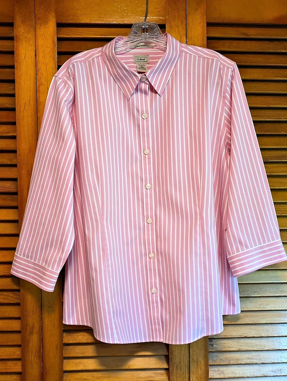 L.L. Bean Pink & White Striped Button Down Women's Size XL EUC